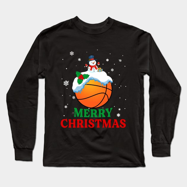 Merry Christmas Basketball Xmas Gift Long Sleeve T-Shirt by Dunnhlpp